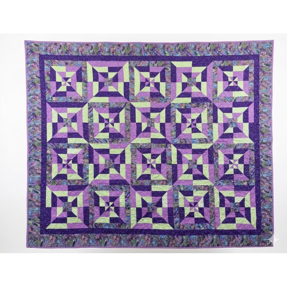 Handmade Purple bed quilt 71" X 88" Large Made By Sunset Church Of Christ